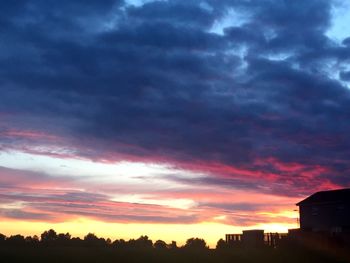 Scenic view of cloudy sky at sunset