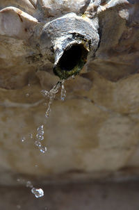 Close-up of water falling from fountain