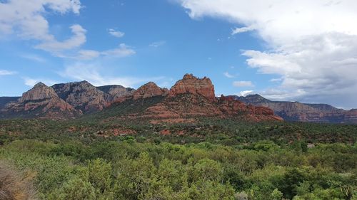 Scenic view of rocky mountains against sky