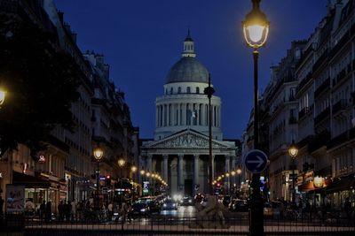 Illuminated cathedral against sky at night