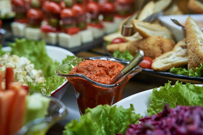 Close-up of food on table