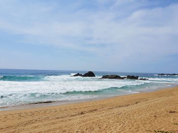 Scenic view of beach against sky