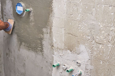 High angle view of text on beach