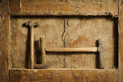 Close-up of old carpentry tool
