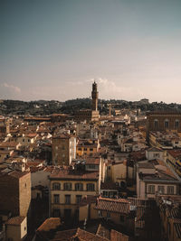 High angle view of buildings in city