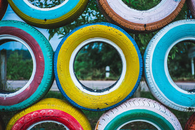 Full frame shot of multi colored tires