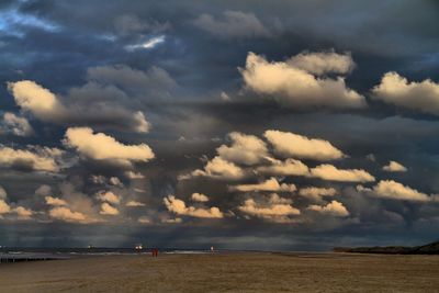 Scenic view of sea against cloudy sky