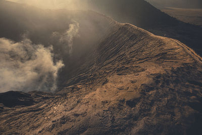 High angle view of volcanic mountain of bromo
