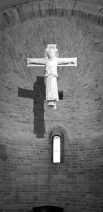 Low angle view of statue against building