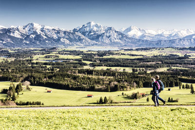 Scenic view of field against clear sky