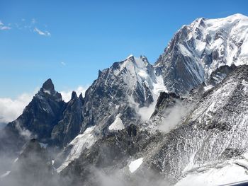 Snowcapped mountains against clear sky