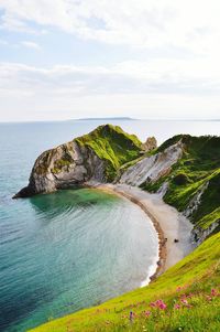 Scenic view of sea against cloudy sky