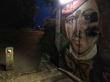 Portrait of woman looking at illuminated city at night