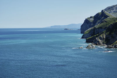 Scenic view of sea against clear sky