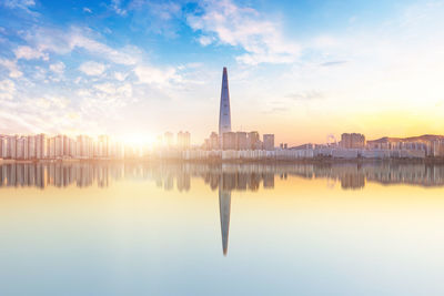 Reflection of buildings in water