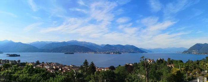 Scenic view of bay against sky