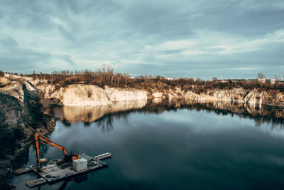 Panoramic view of river against sky