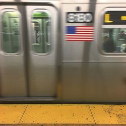 Blurred motion of train at subway station