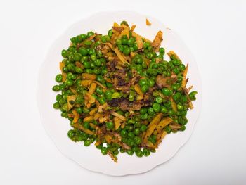 High angle view of vegetables in plate