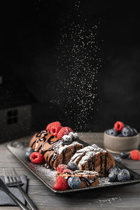 Close-up of dessert on table