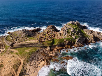 High angle view of rocks on beach