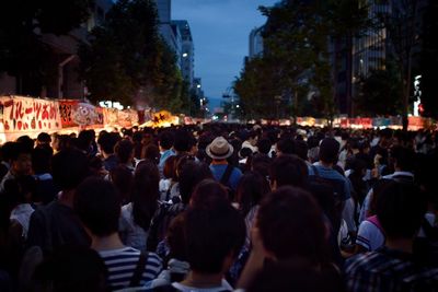 Rear view of people at gion festival