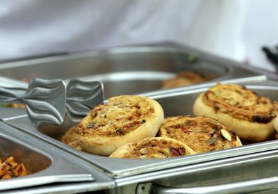 High angle view of food in plate