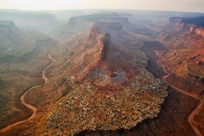 High angle view of dramatic landscape