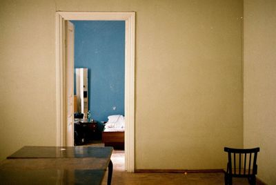 Close-up of chair on table at home
