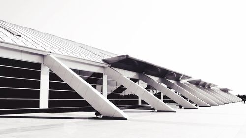 Low angle view of modern building against clear sky