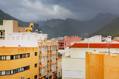 High angle view of residential district