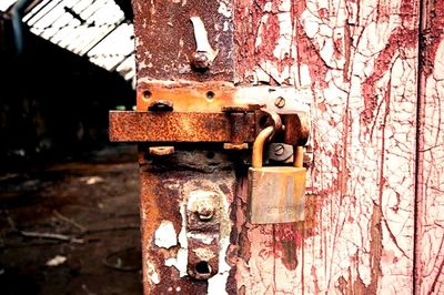 Close-up of rusty metal door
