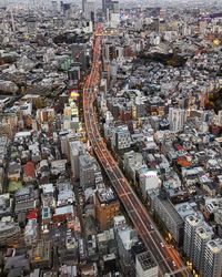 High angle view of city street