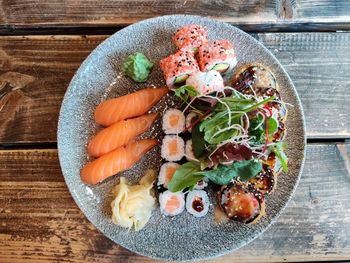 High angle view of vegetables in bowl on table