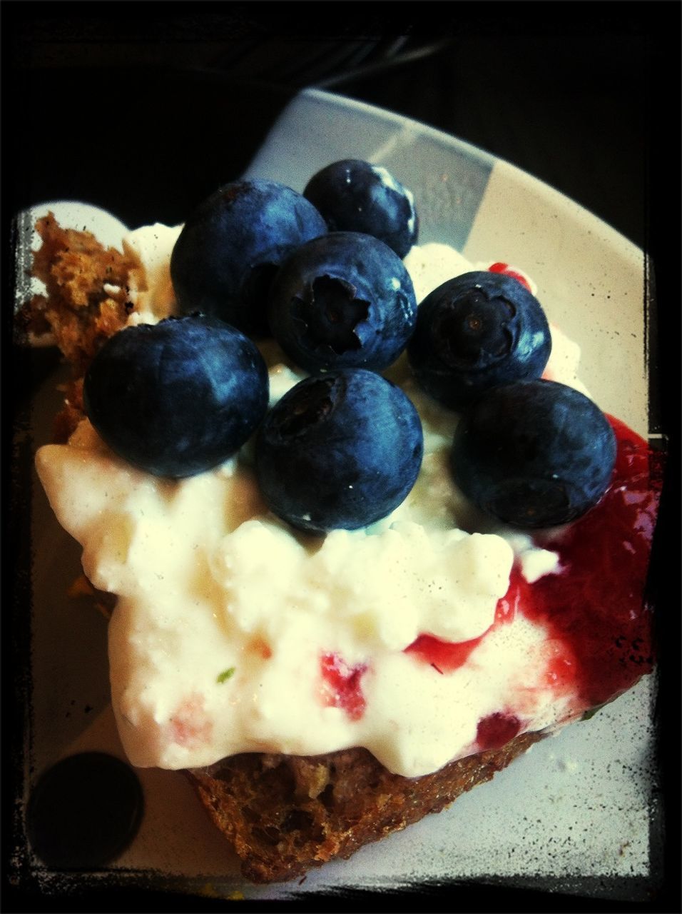 food and drink, food, indoors, freshness, sweet food, ready-to-eat, still life, dessert, fruit, healthy eating, indulgence, blueberry, close-up, plate, temptation, high angle view, table, strawberry, no people