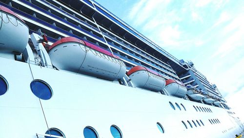 Low angle view of ship against sky