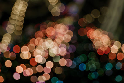 Defocused image of illuminated lights at night