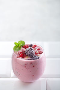 Close-up of dessert in bowl on table