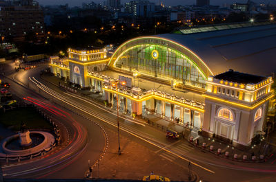 Bangkok railway station at night time light long exposure,bangkok, thailand