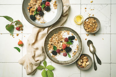 High angle view of food on table