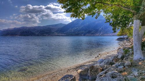 Scenic view of lake against sky