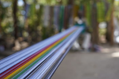 Close-up of multi colored weaving  