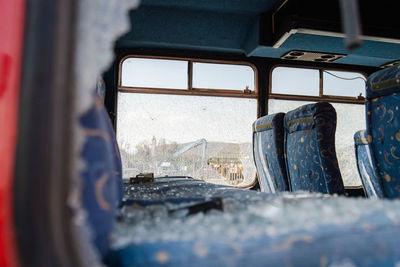 View of train through window