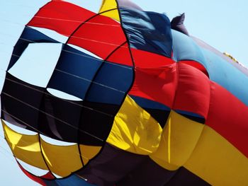 Low angle view of hot air balloon against sky