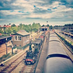 Train at railroad station platform