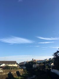 Cityscape against clear blue sky