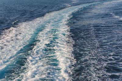 High angle view of wave in sea