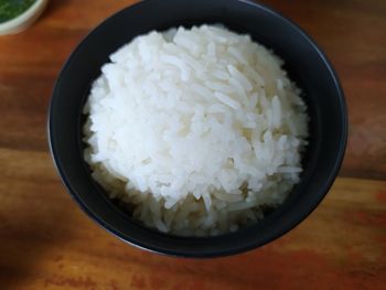 High angle view of food in bowl on table