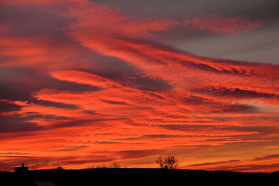 Scenic view of dramatic sky during sunset