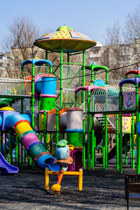 Interior of empty park against sky